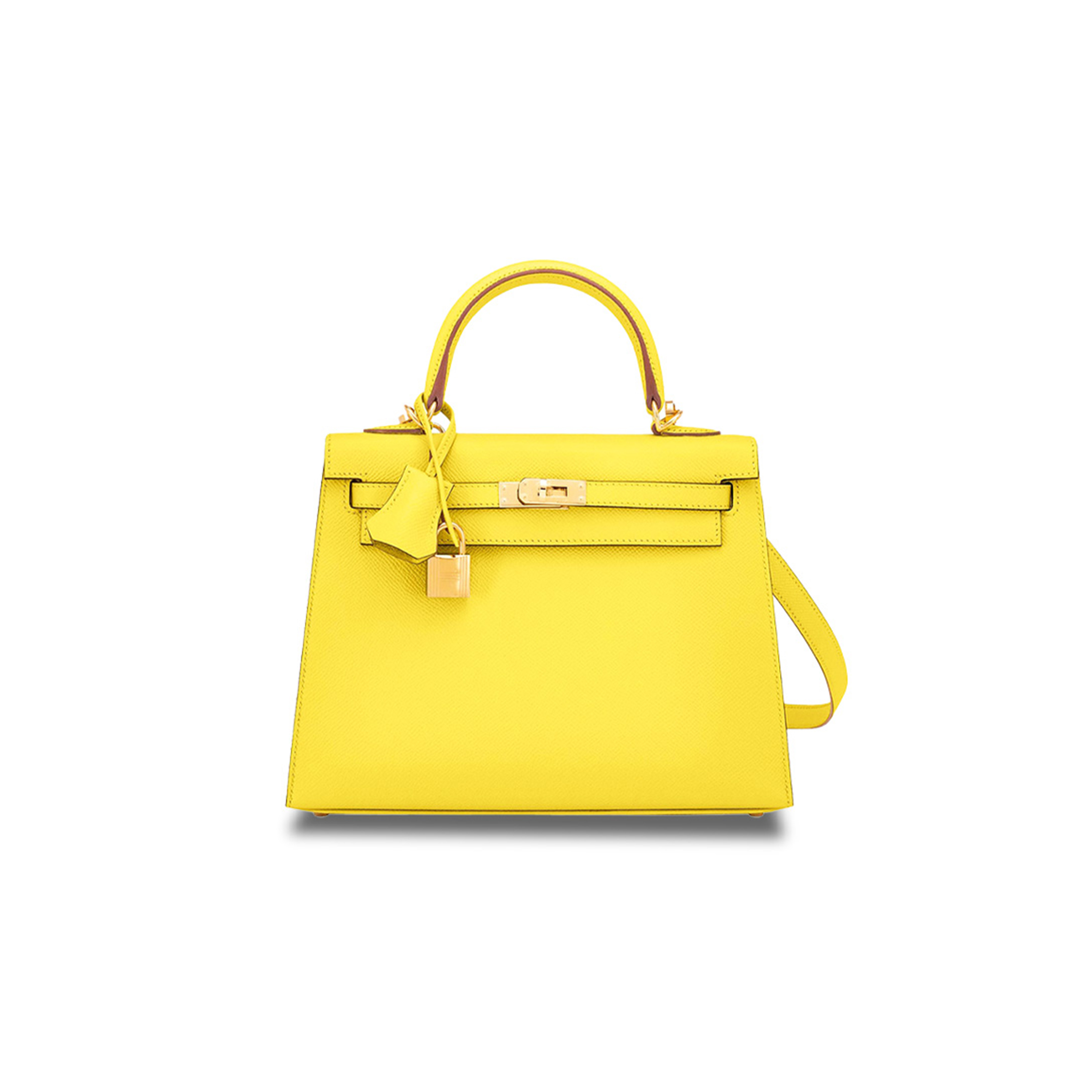 HERMÈS KELLY 25 LEMON YELLOW EPSOM GOLD HARDWARE (25*17*7cm)